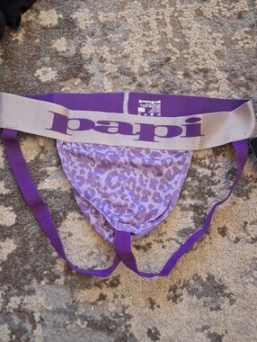 Papi Men's Purple Leopard Print Jockstrap Brief